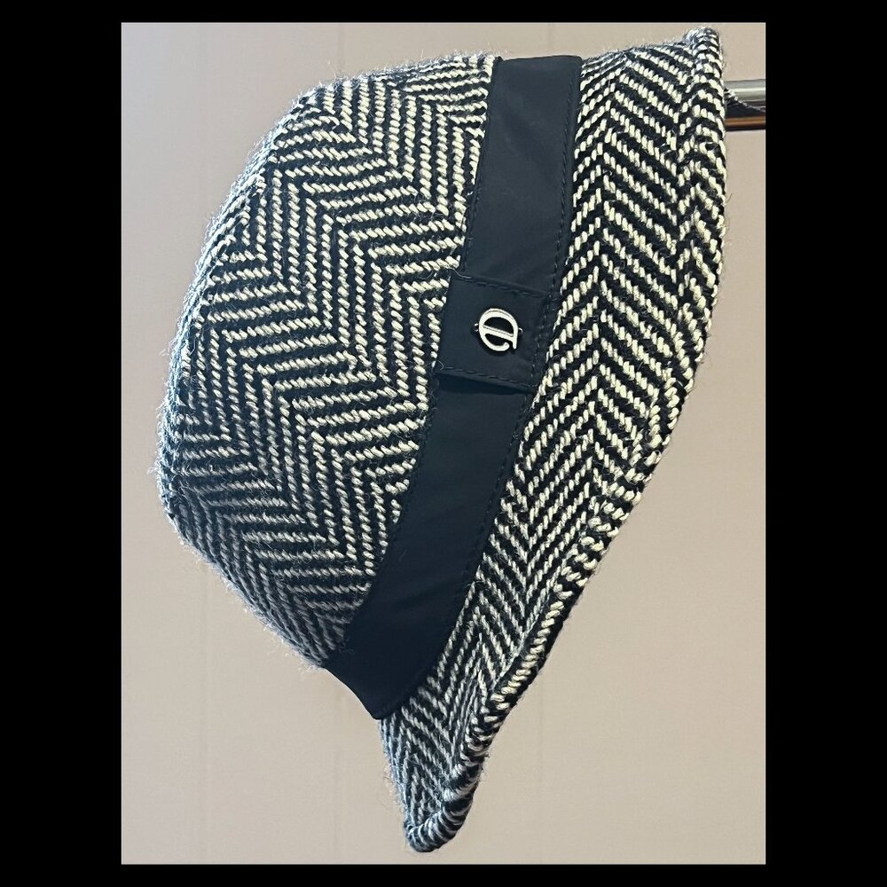 Womens Black/White Herringbone Wool Mix Trilby Hat EUC